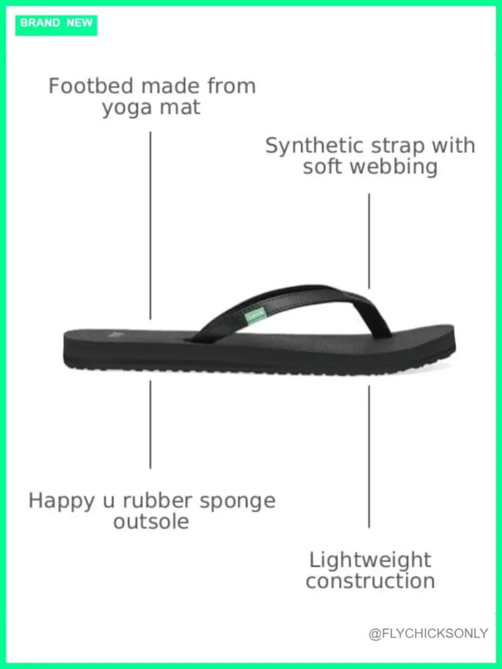 Yoga Mat Footbed Flip Flops with Synthetic Strap - Lightweight & Casual